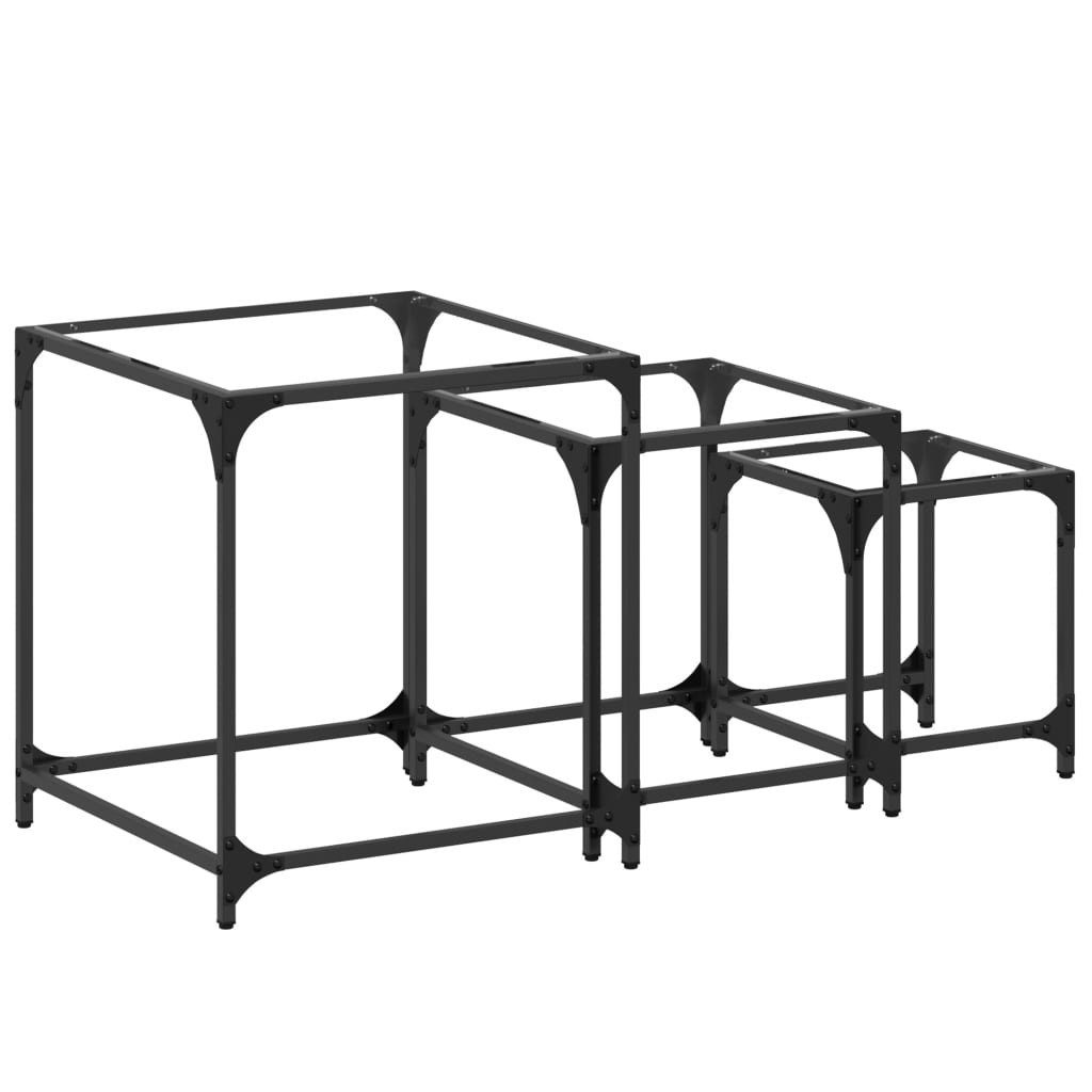 Couchtisch Satztische 3 Stk. mit Glasplatte Transparent Stahl