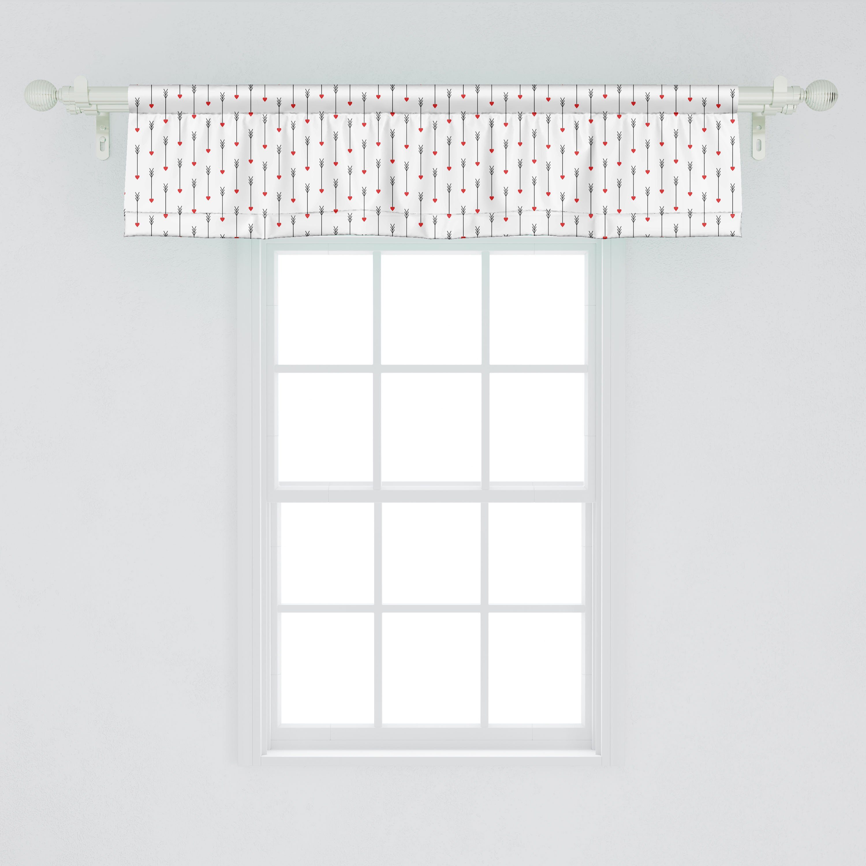 Scheibengardine Vorhang Volant für Küche Stangentasche, mit Microfaser, Dekor Schlafzimmer mit Valentinstag Streifen Herzen Abakuhaus