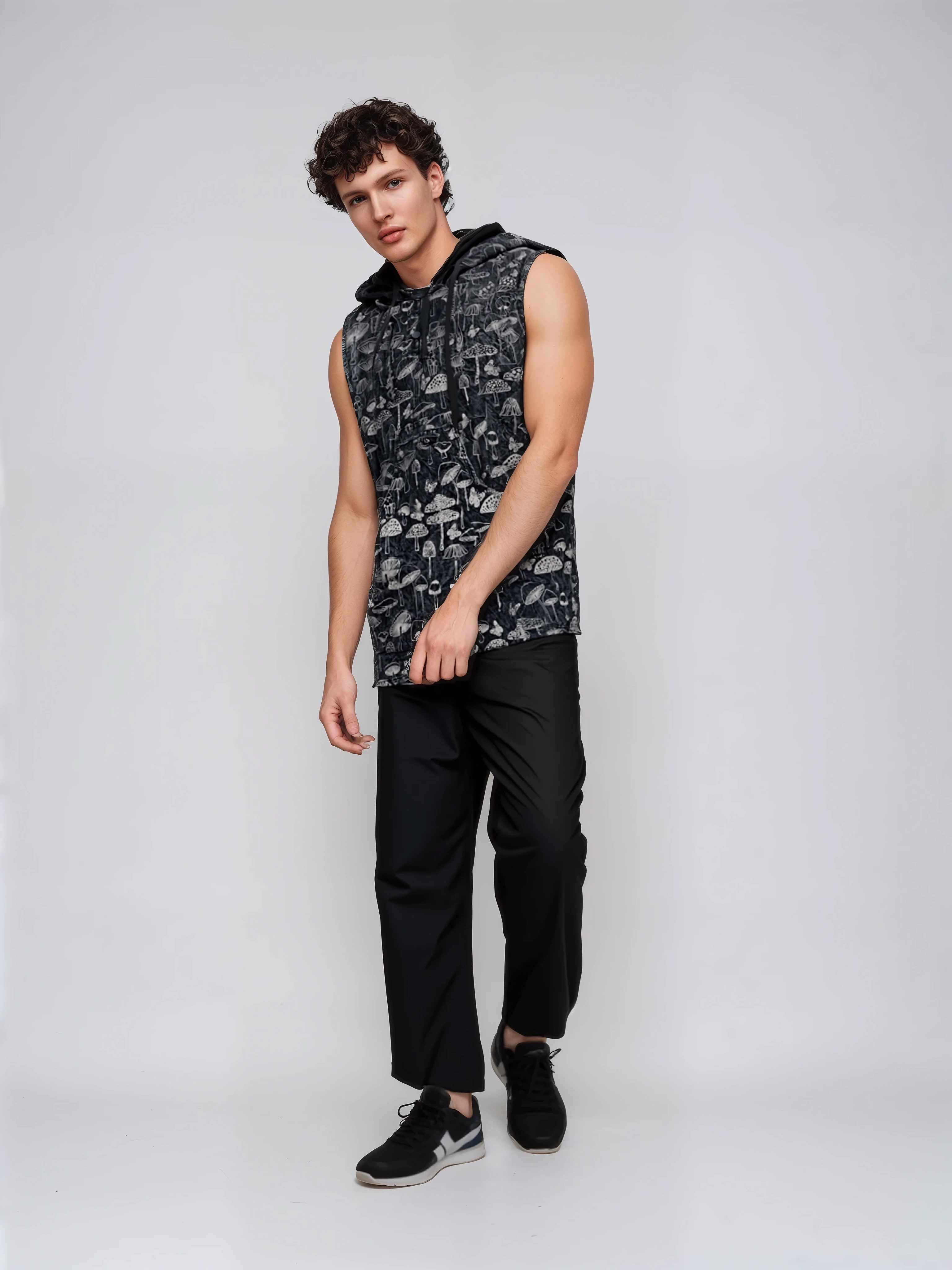 Guru-Shop Tanktop Herren Tanktop mit Kapuze, ärmelloser Festival..