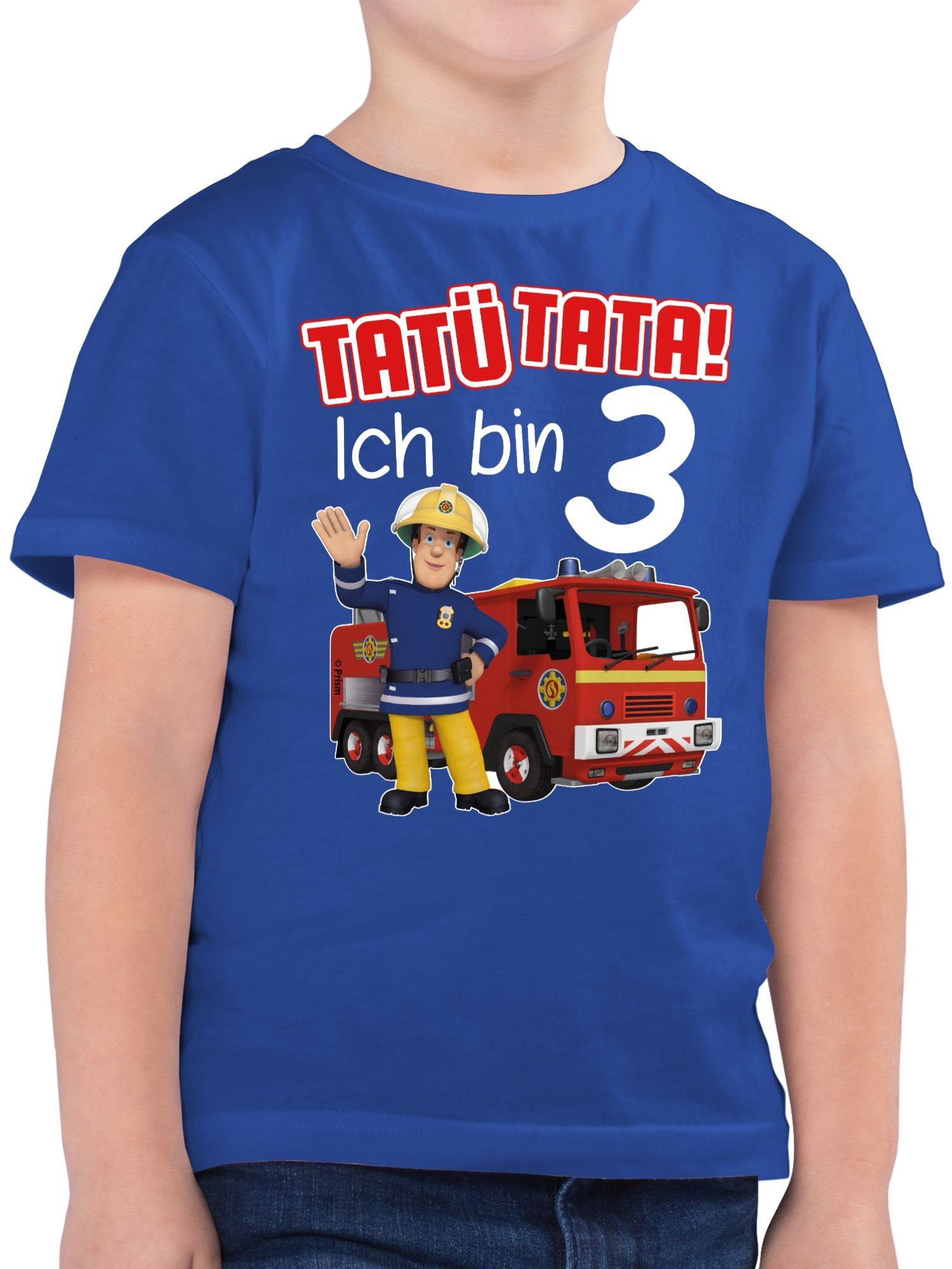 Royalblau bin T-Shirt Ich Shirtracer 3 01 Feuerwehrmann Jungen Sam Tatü Geburtstag Tata!