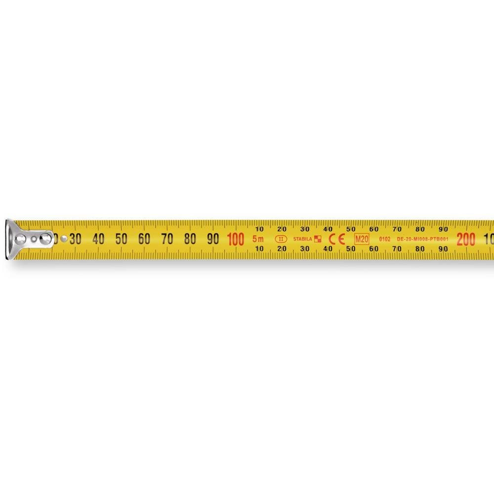 Stabila Maßband Taschenbandmaß BM 100, 5 m, 1000er Skala, metrisch 19566