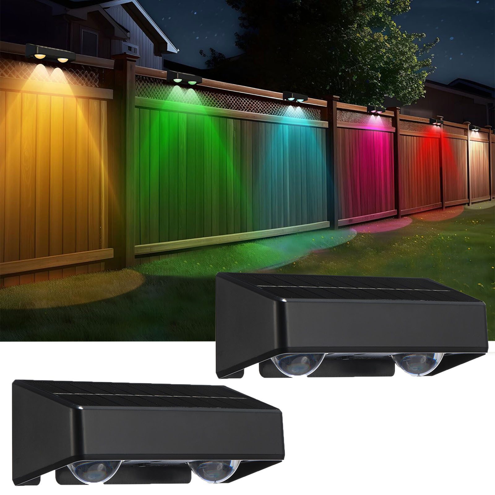 oyajia Außen-Wandleuchte 4 Stück Solarlampe für Außen, LED Solarleuchte Außen Wandlampe Up Down, LED fest integriert, Warmweiß, Kaltweiß, RGB, LED Solarleuchte für Veranda, Garten, Terrasse, Zaun, Pool, Balkon