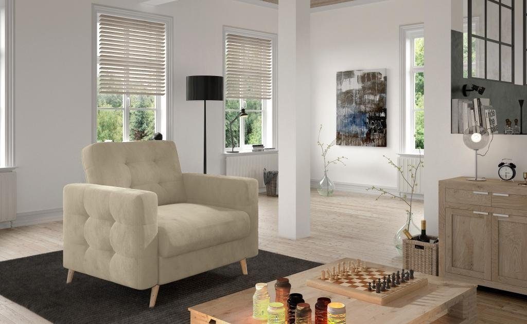JVmoebel Relaxsessel Sessel Stuhl Esszimmer Fernseh Lounge Sitz Grün Modern Design Beige