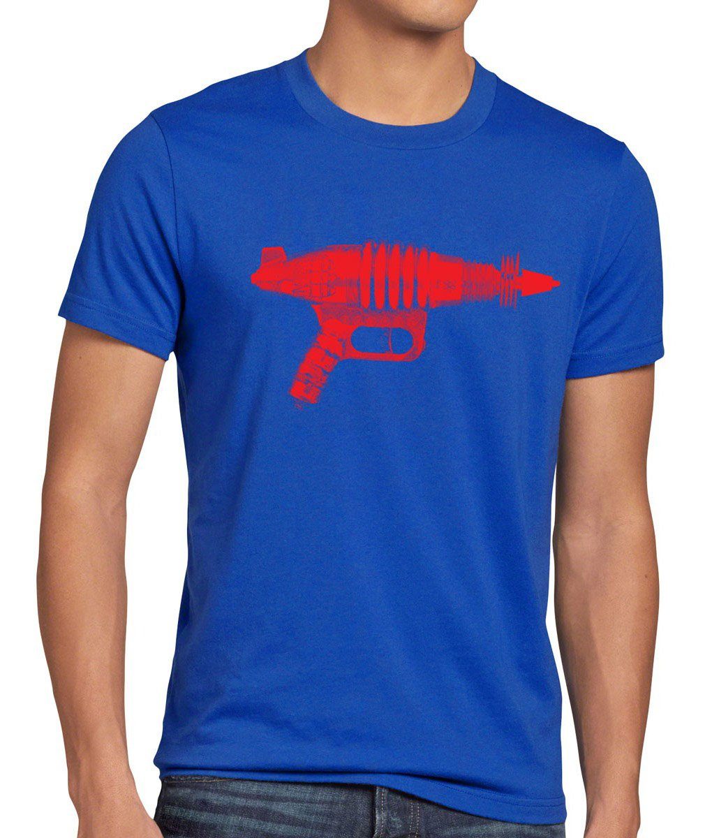 style3 Print-Shirt Herren T-Shirt Space Gun Big Bang Black Men Sheldon Alien Cooper SciFi Theory blau