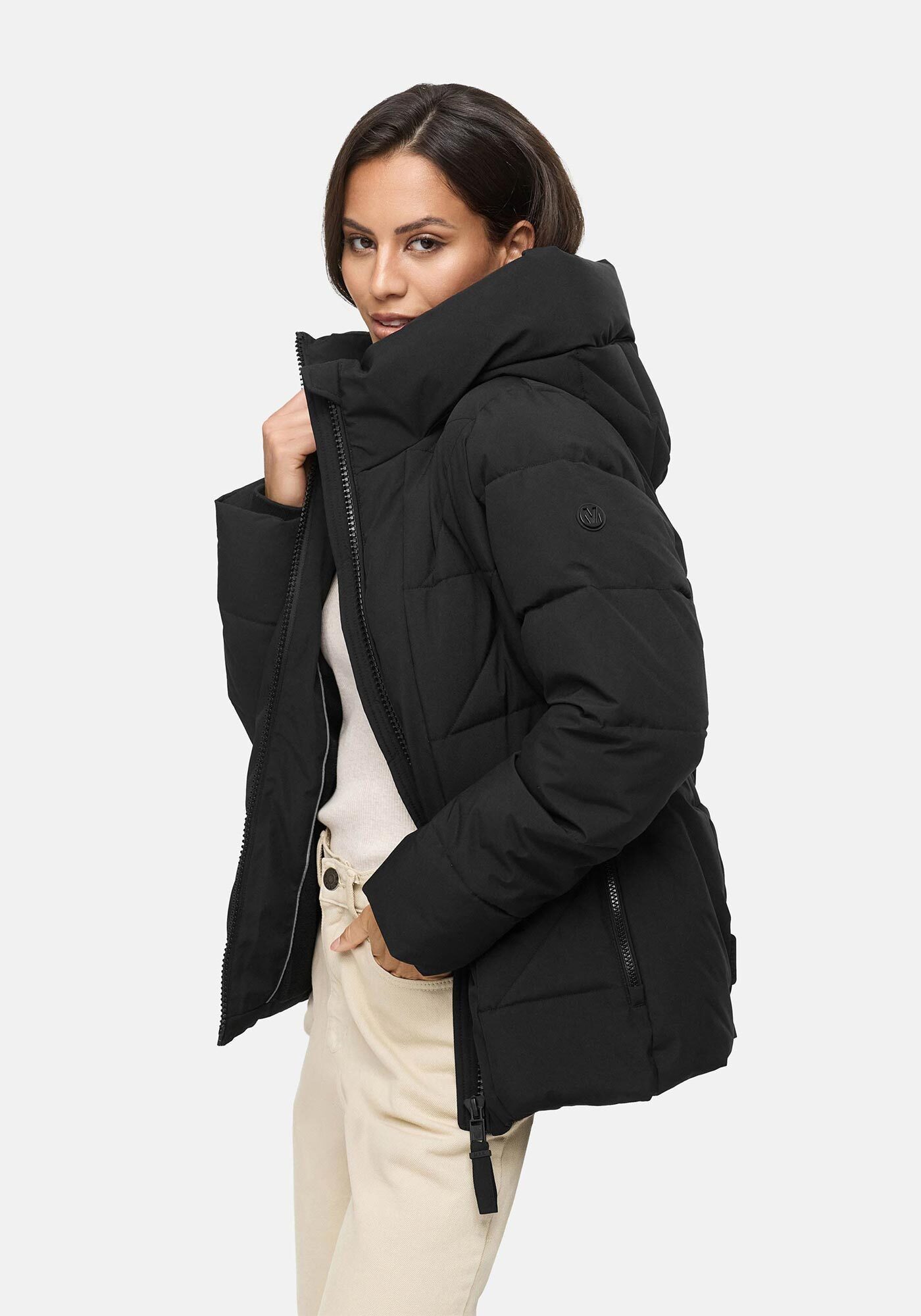 Marikoo Winterjacke Kuschelnasee mit extra hohem Kragen und warmem Fleecefutter