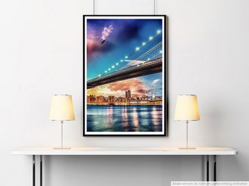 Sinus Art Poster 90x60cm Poster Urbane Fotografie Brooklyn und Manhattan Bridge New York