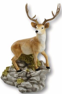 Castagna Tierfigur Dekofigur Tierfigur Wildrot Hirsch auf Felsen stehend Kollektion Castagna aus Resin H 37 cm