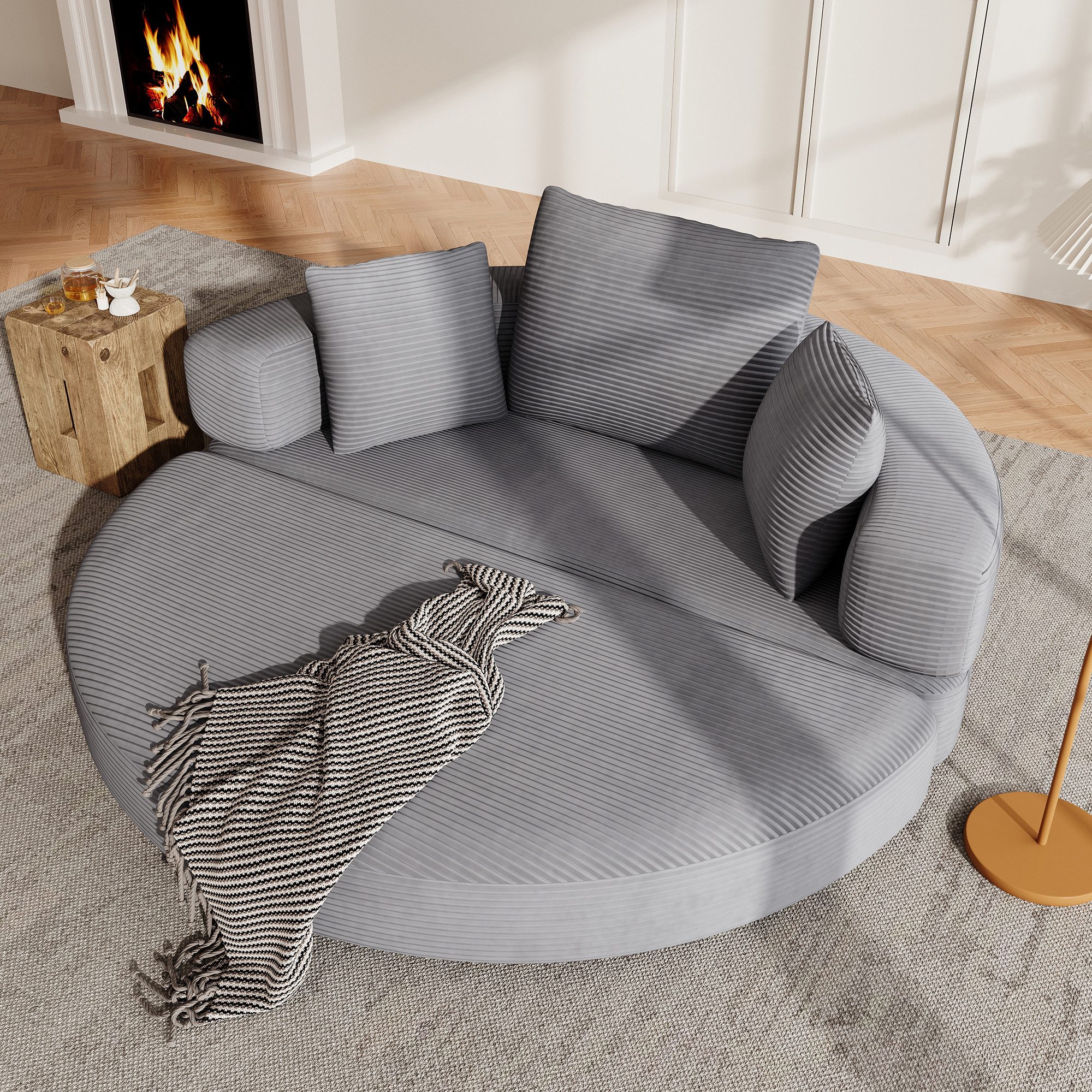 REDOM Schlafsofa Kompakte Lösung für Apartments: Sofa & Bett in einem, Mit strapazierfähigem Cord-Bezug & 3 Kissen, Maße: 173x176x40 cm 1 Teile, als platzsparender Sitz- und Schlafplatz im Wohn- oder Gästebereich
