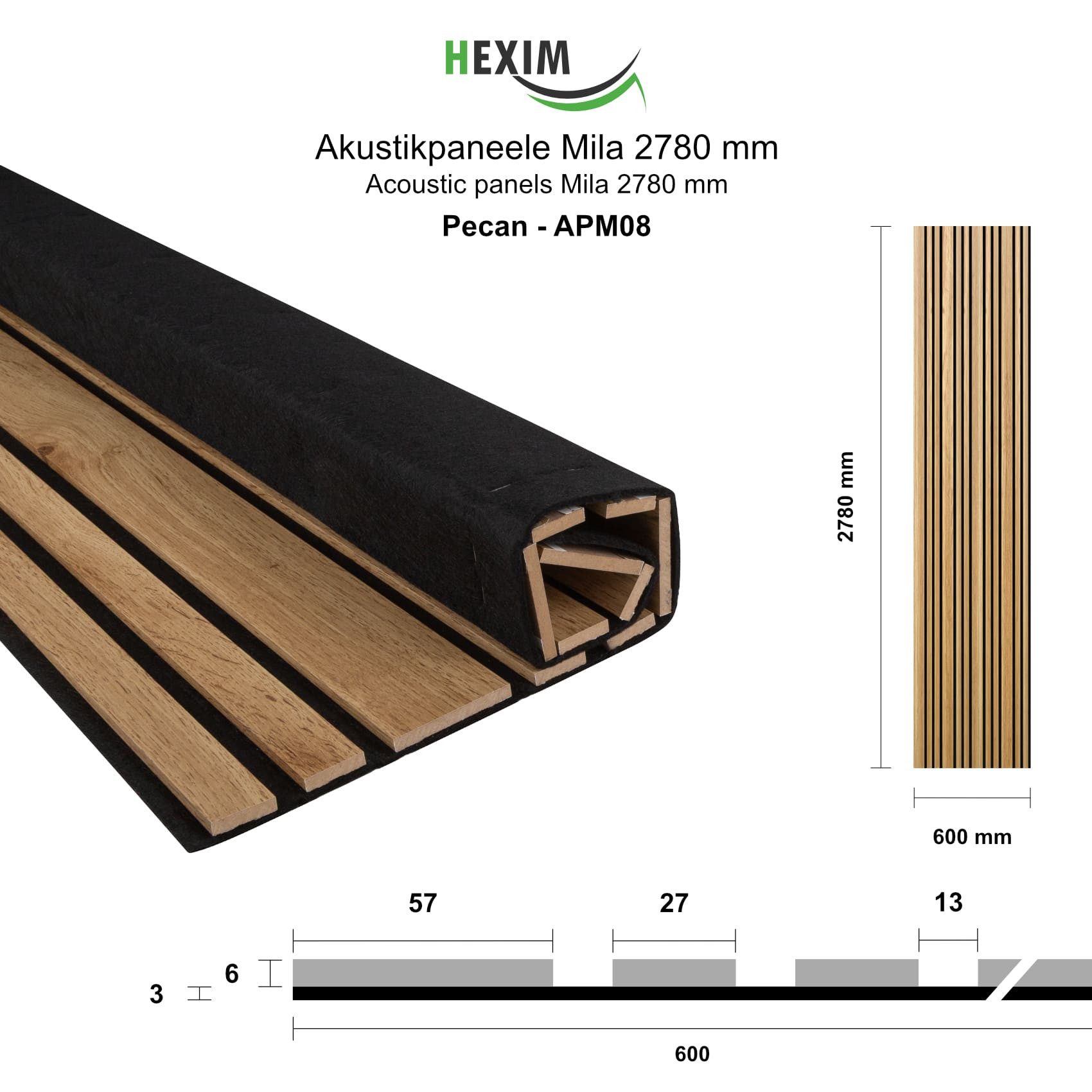 Hexim Wandpaneel, (Akustikpaneele 6 Stück 278x60cm Holz Mila - flexible Hol günstig online kaufen