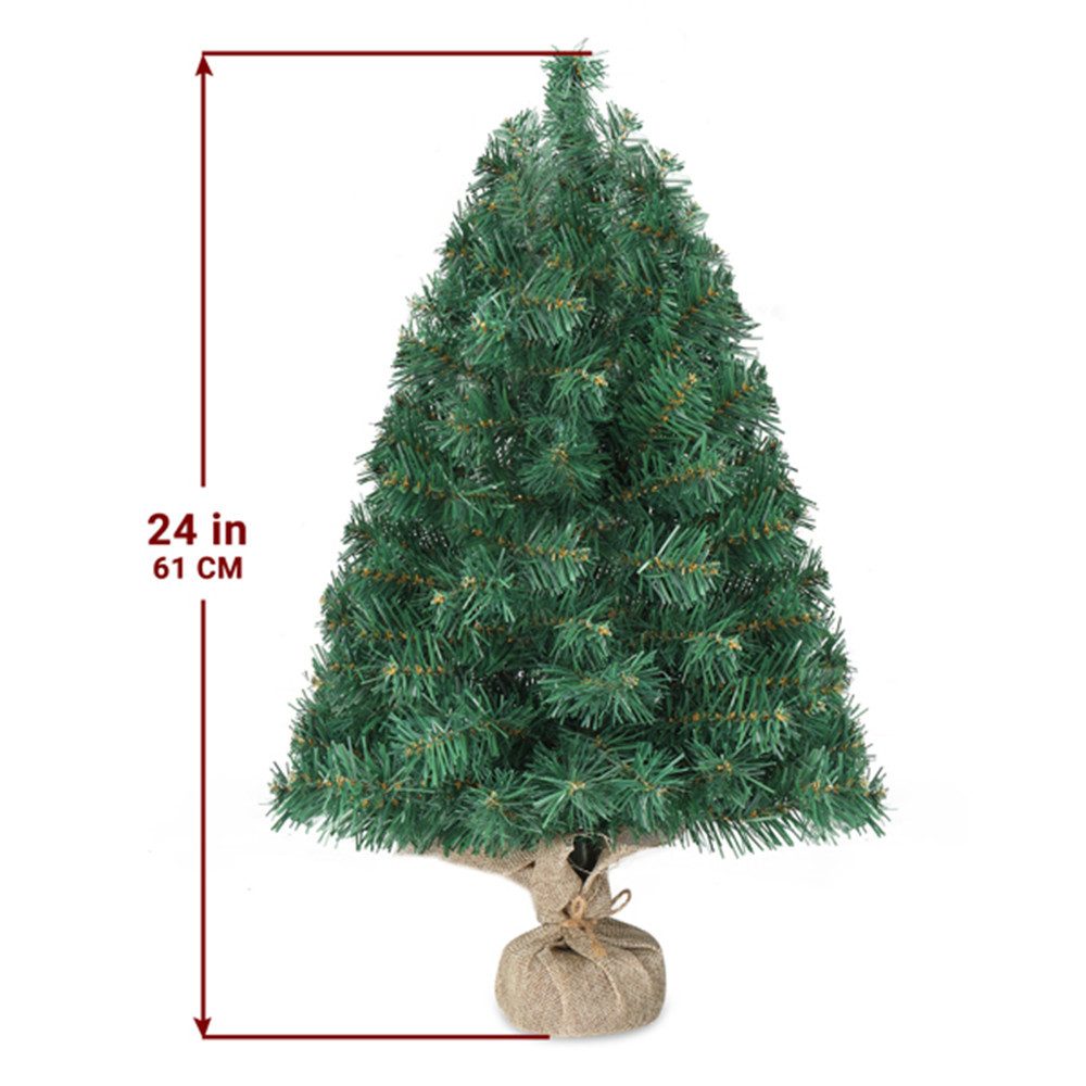 autolock Künstlicher Weihnachtsbaum Mini-Weihnachtsbaum, Tischplatte Künstliche Weihnachtsbaum mit, Ornamenten und 30 LED für Home Office Store Holiday Deco(ca.60cm)