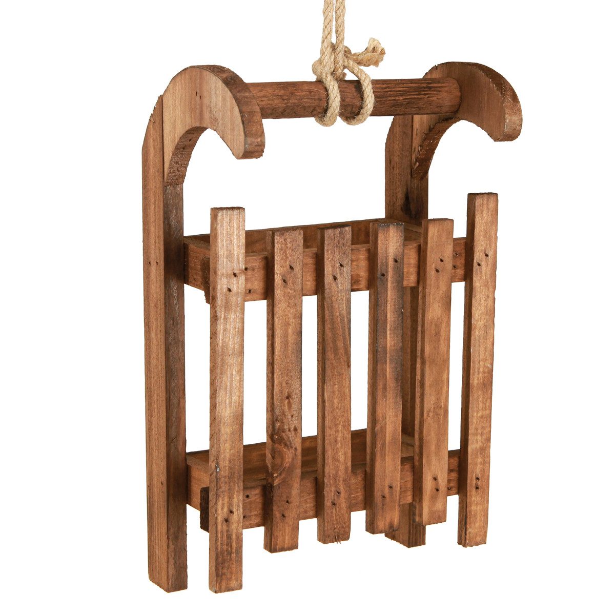 Florists Products Weihnachtsmann Deko Schlitten Braun Winterdeko aus Holz 30x18x12cm für