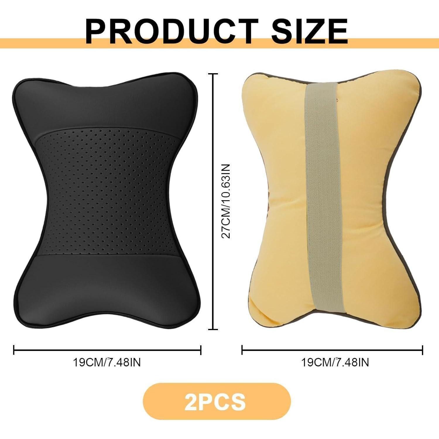 LuxusKollektion Autokopfstütze Nackenkissen Auto Kopfstütze Memory Foam PU Leder 28x18 2er Schwarz