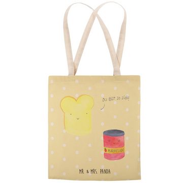 Mr. & Mrs. Panda Tragetasche Toast Marmelade - Gelb Pastell - Geschenk, Shopper, Gute Laune, Umhän (1-tlg), Praktisch & Umweltfreundlich