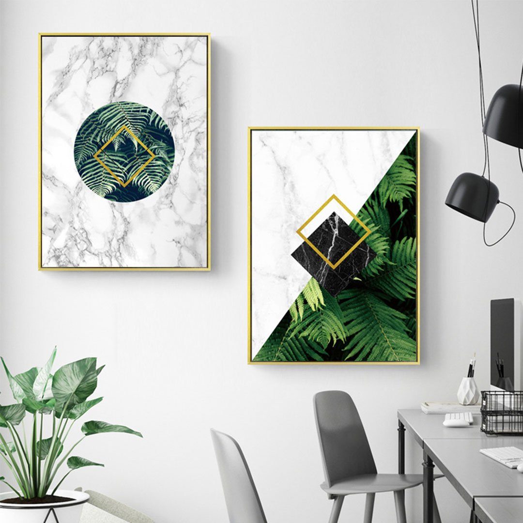 Bild L.Ru kreativer Pflanzenmalereikern, (3 abstrakter Bild Hintergrund Kunstdruck Mode Wanddekoration einfacher Kern St), Wohnzimmer Moderner grüner UG