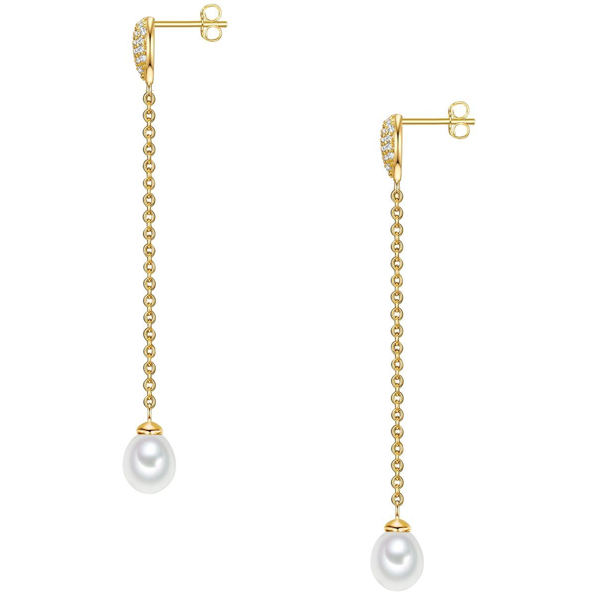 Sterling Paar Pearls aus Ohrstecker Silber Valero gelbgold,