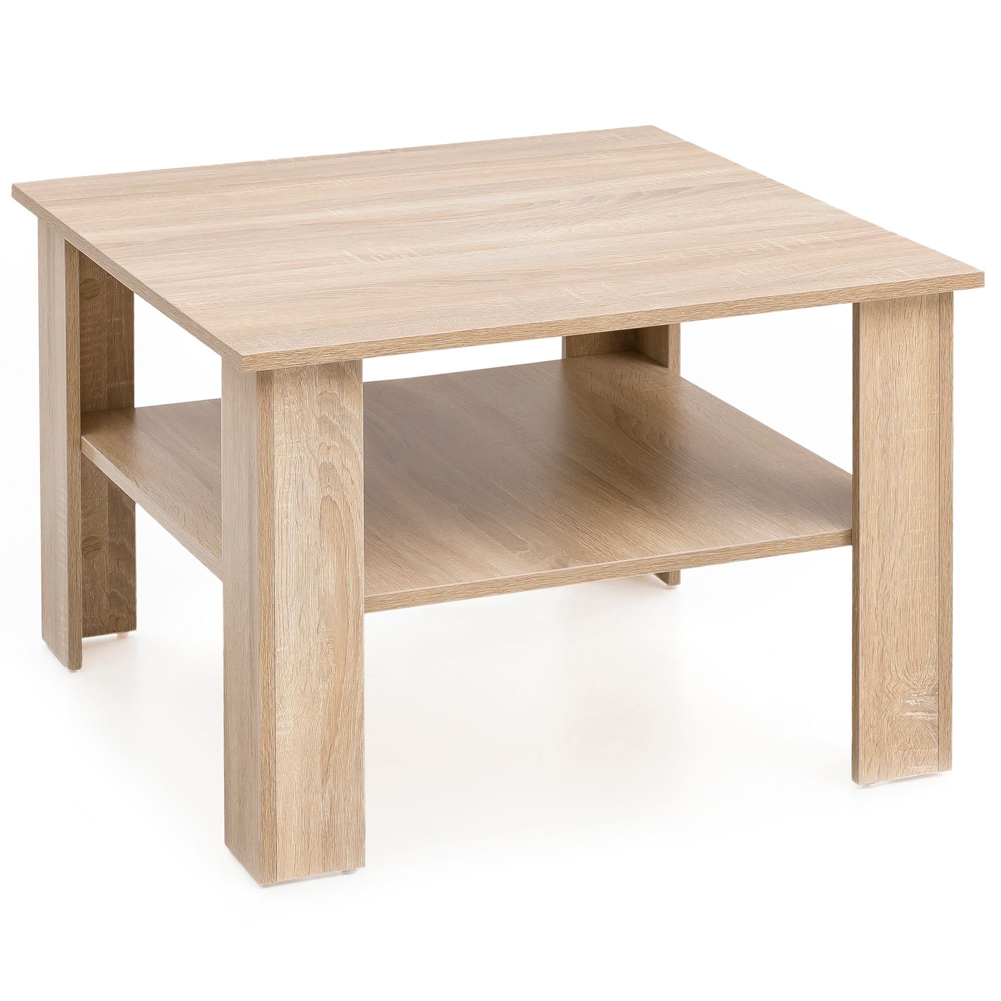 möbelando Couchtisch Couchtisch WL5.833 Sonoma Eiche 60x42x60 cm Design Holztisch mit Ablag, 60 x 42 x 60 cm (B/H/L)
