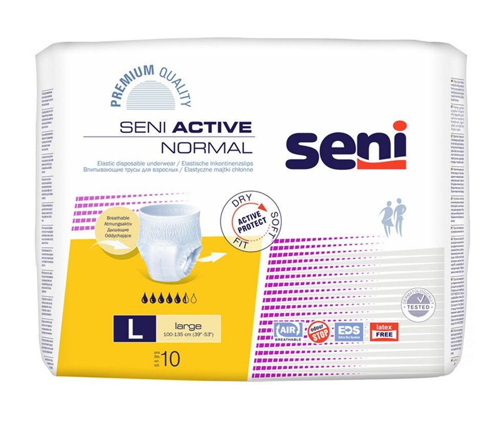 seni Inkontinenz-Pants Seni active normal 8x 10 Stück, 5,5 von 7 Tropfen, 1100ml, L Gr.