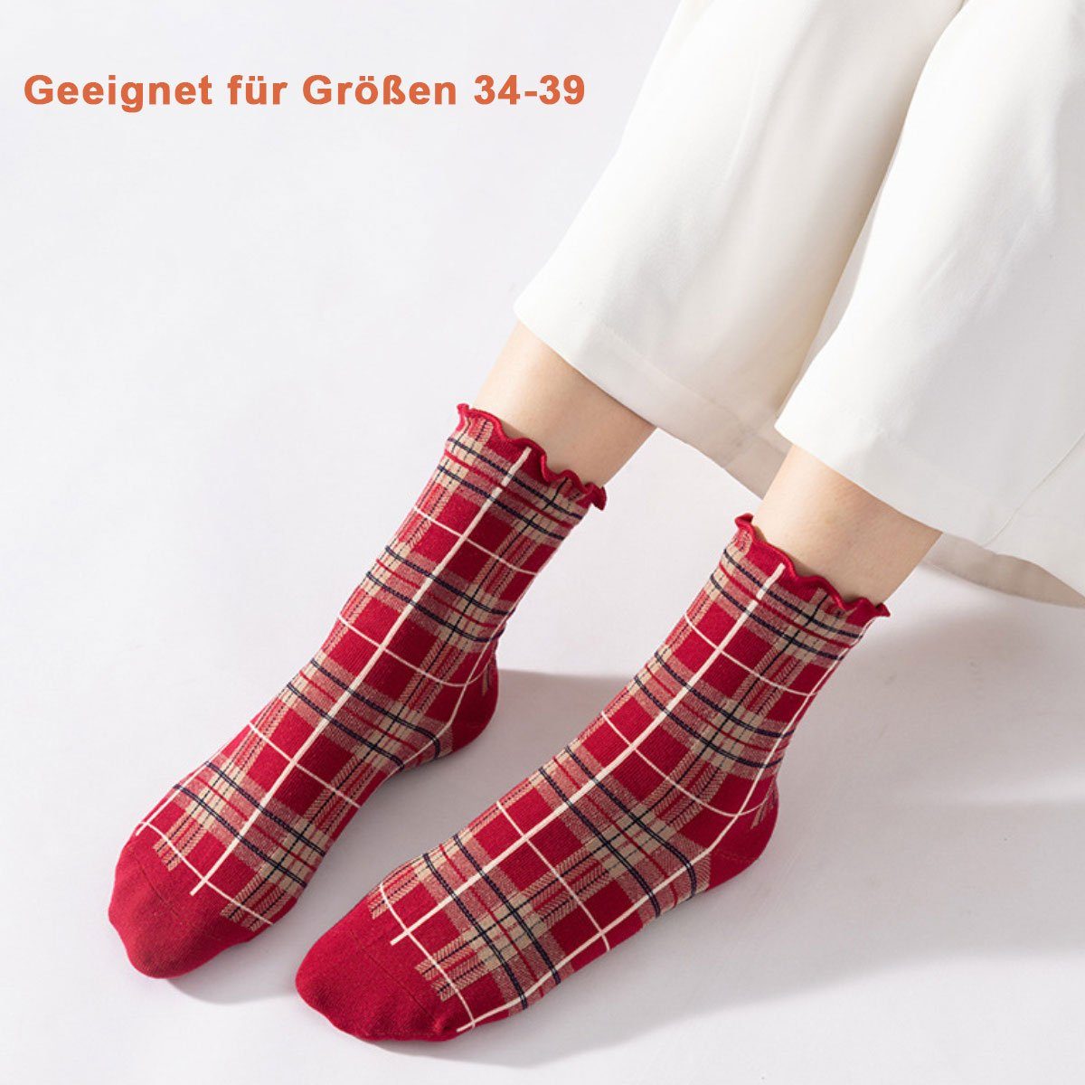 Sneaker Damen Jormftte Socken Komfort Rot Socken,Atmungsaktive Freizeitsocken Crew Baumwolle