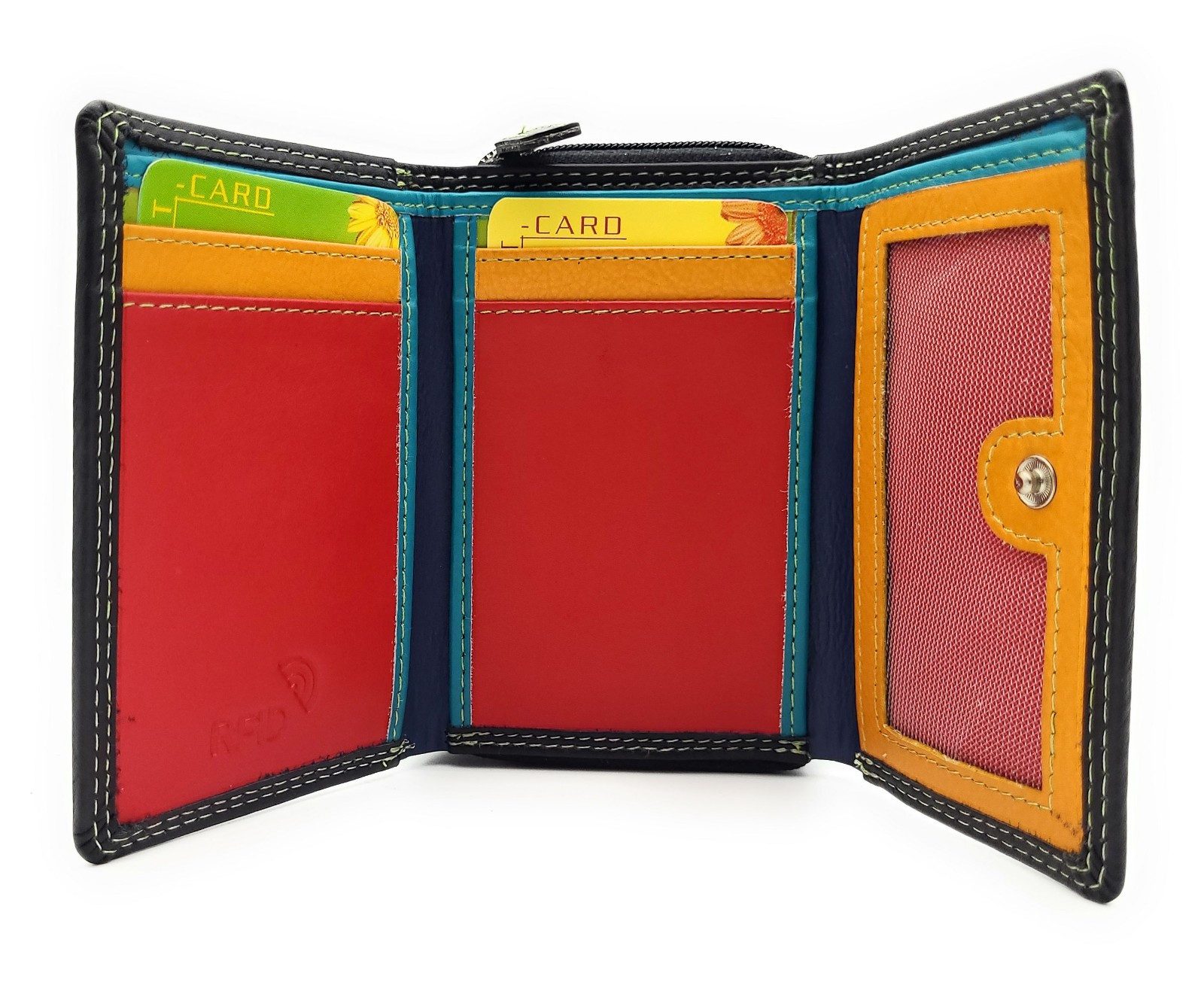 Mini Geldbörse Rio Piccolino Damen Portemonnaie Leder RFID-Schutz tropische Farben