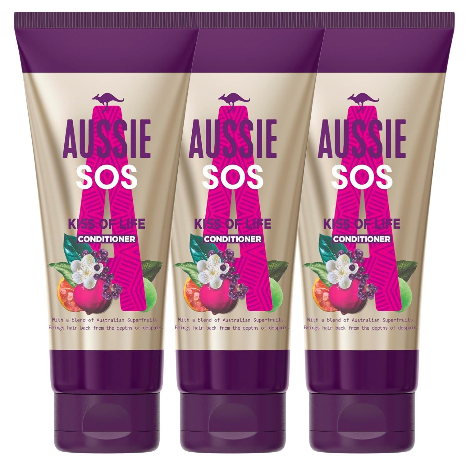 Haarspülung 3x Aussie Conditioner SOS Kiss Of Life Vegane Haarreparatur je 200ml a