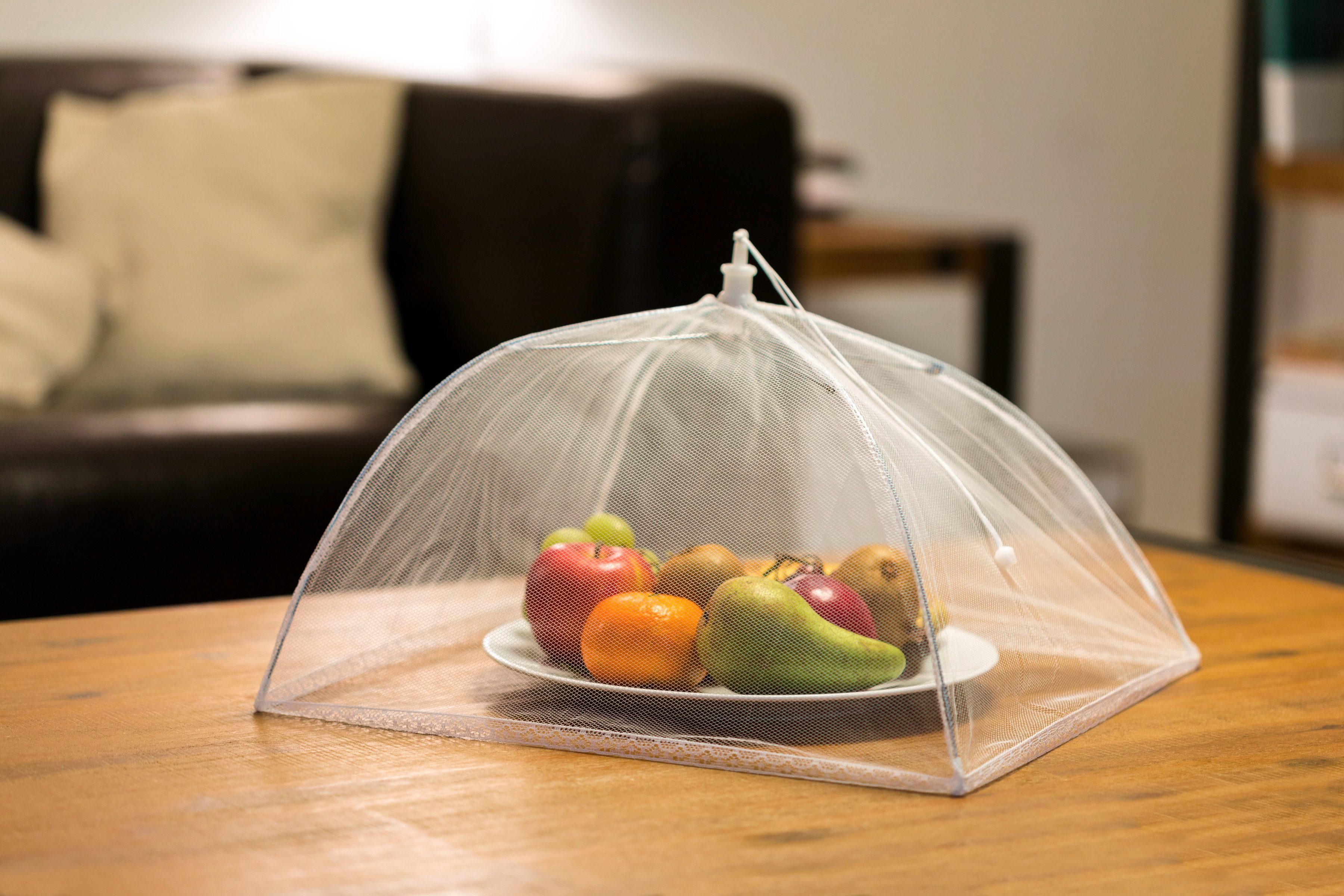SCHELLENBERG Fliegenhaube Lebensmittelabdeckung aus Polyester (Packung), Fliegen- und Mückenschutz für Obst, weiß