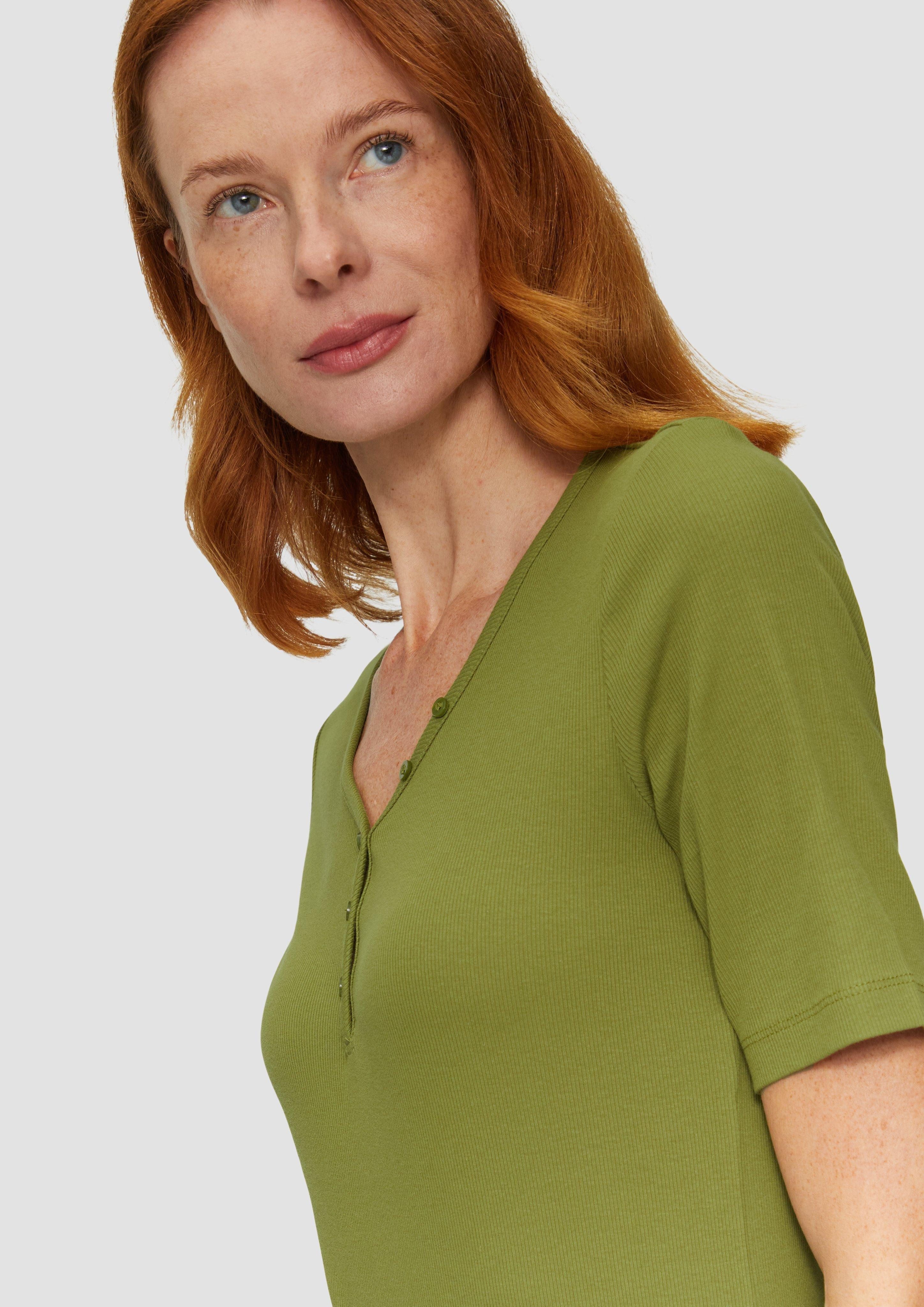 s.Oliver Kurzarmshirt Rippshirt mit Henley-Ausschnitt günstig online kaufen