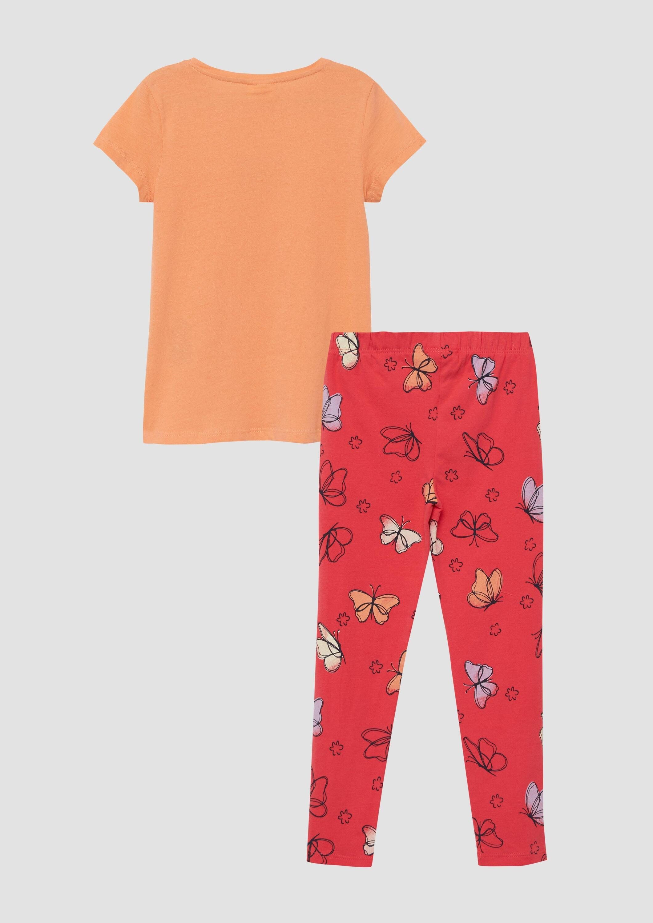 s.Oliver Kurzarmshirt T-Shirt Set aus T-Shirt im A-Shape und Leggings mit All-over-Print