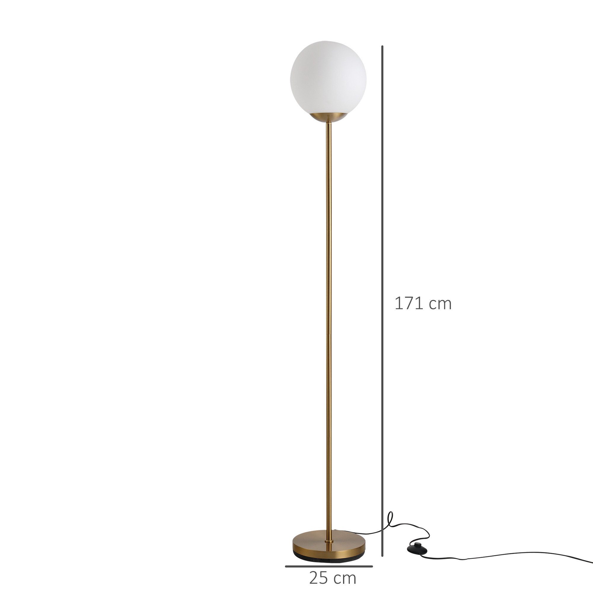 HOMCOM Stehlampe Lieferumfang enthalten) im fürs Stehlampe Wohnzimmer, 1 E27 x (nicht