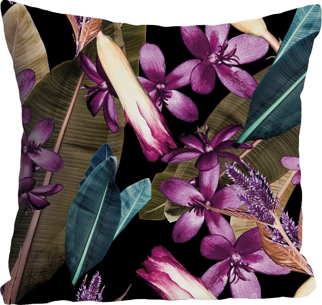 queence Dekokissen »Blüten 1 & Kissenhülle Blätter«, ohne Füllung, Stück