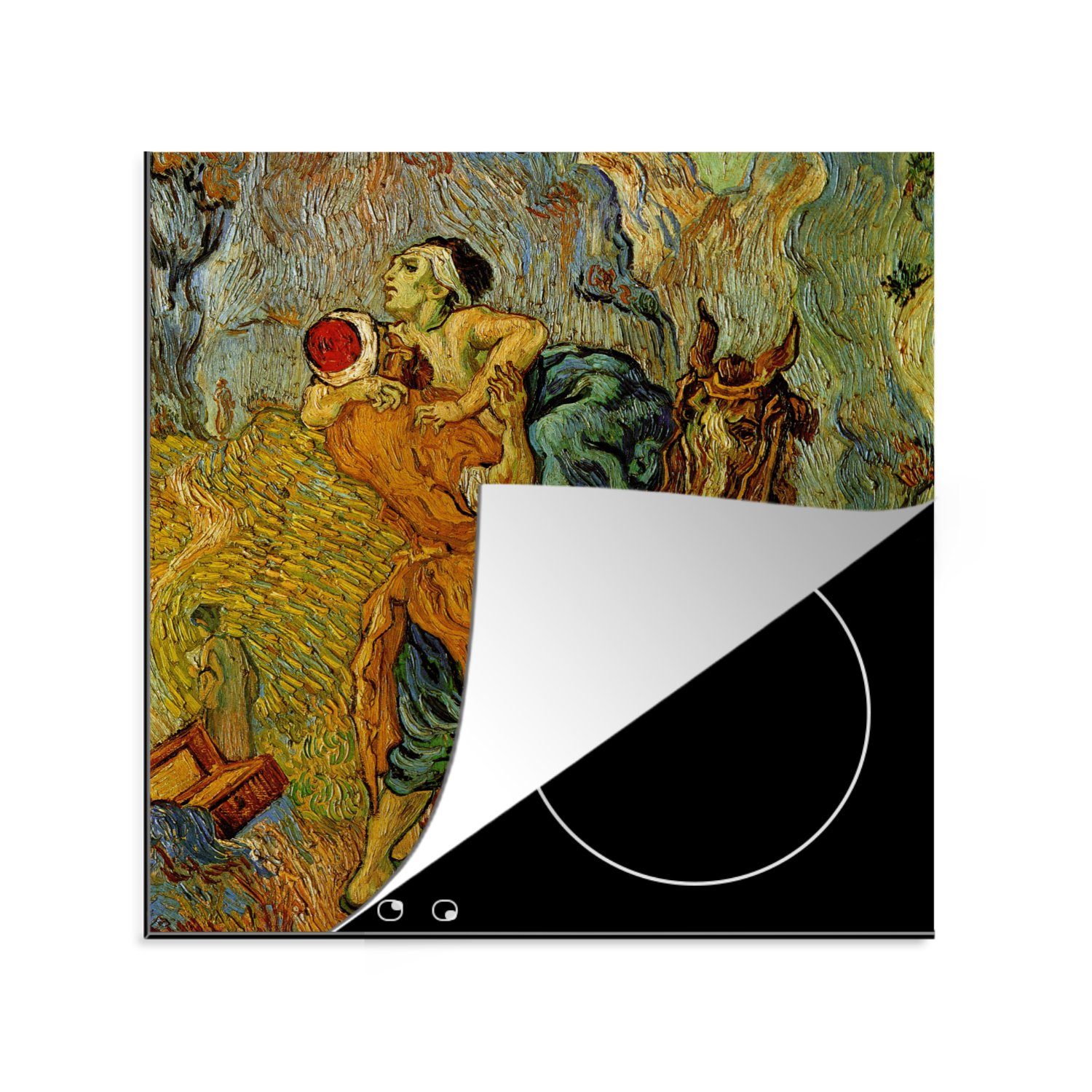MuchoWow Herdblende-/Abdeckplatte Der barmherzige Samariter - Vincent van Gogh, Vinyl, (1 tlg), 78x78 cm, Ceranfeldabdeckung, Arbeitsplatte für küche