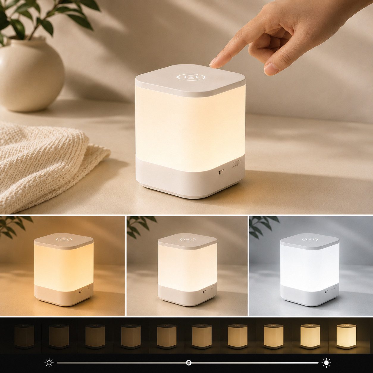 Vornix LED Nachtlicht LED Tischlampe Nachttischlampe, 3 Lichtfarben, Touch & Fernbedienung, Weißes Licht, warmes Licht, neutrales Licht, USB-Aufladung, mit Touch-Sensor,für Kinder/Erwachsene
