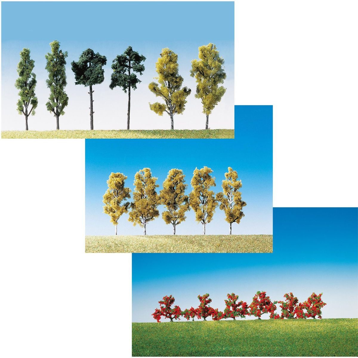 NOCH Pappeln 3er-Set – 12 Cm Hohe Modellbäume Für H0, TT & DIY, Grün Beflockt