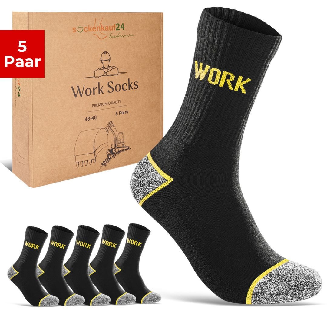 sockenkauf24 Arbeitssocken 5 Paar Premium Arbeitssocken Herren Socken verstärkt atmungsaktiv ohne Gummidruck ohne drückende Naht