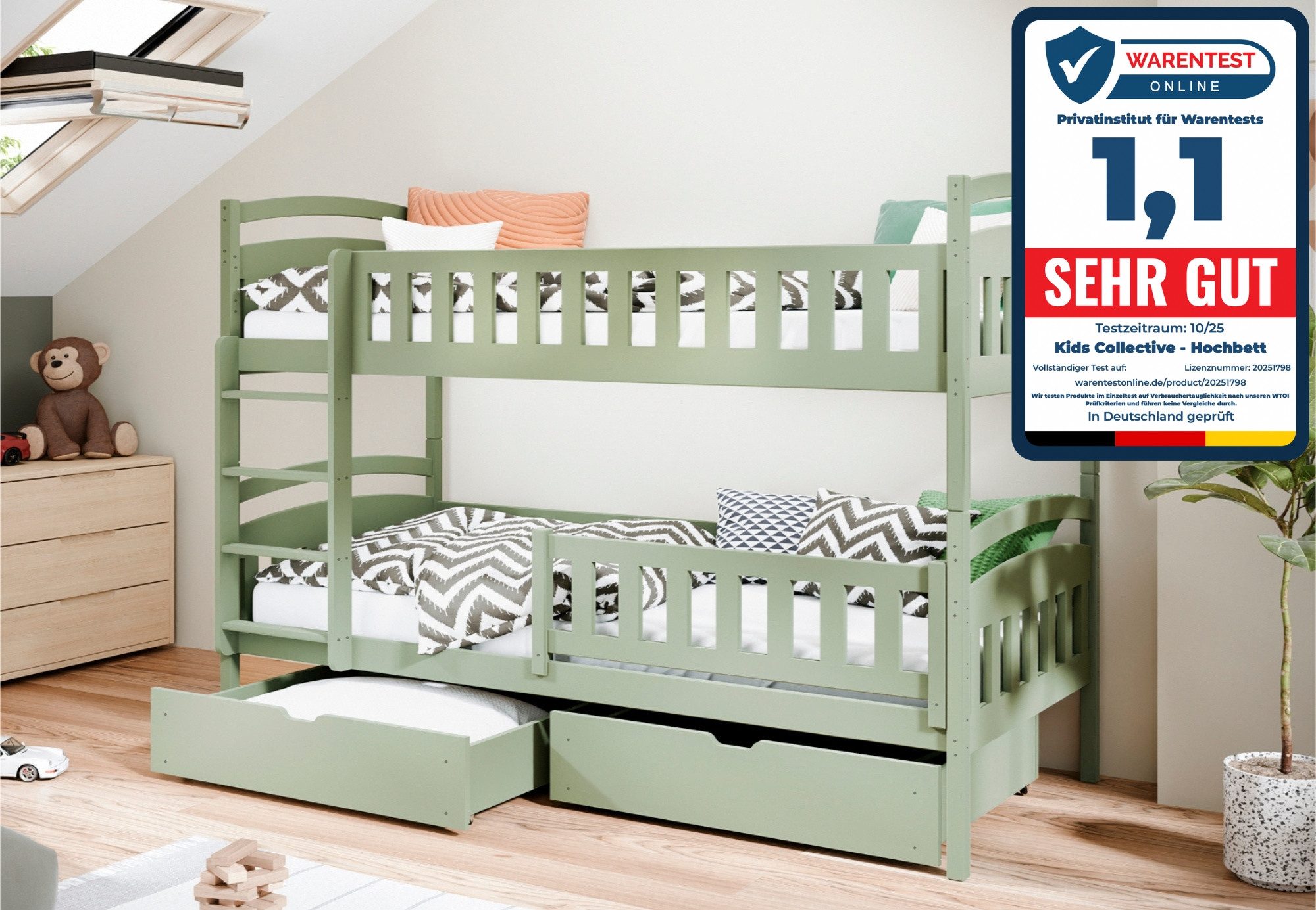 Kids Collective Etagenbett Hochbett Kinderbett 80x180 90x200 umbaubar in zw günstig online kaufen