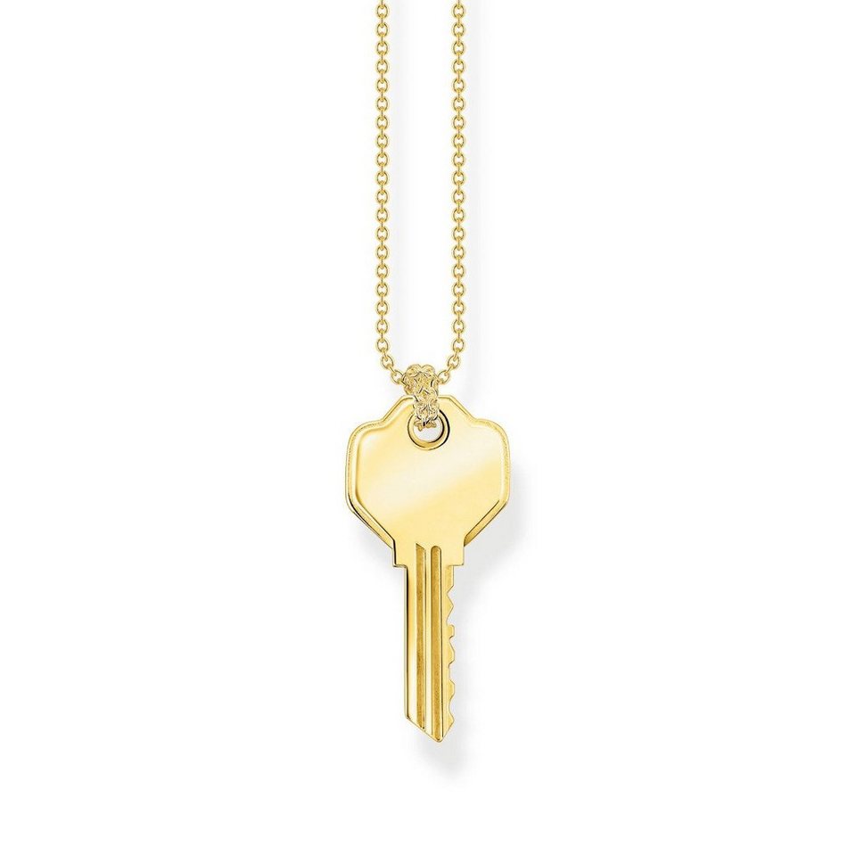 THOMAS SABO Kette mit Anhänger KE2129-413-39 Halskette Anhänger Damen  Schlüssel Silber Vergoldet