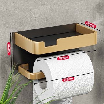 FIDDY Wandregalhalter Toilettenpapier- und Handyhalterung ohne Bohren für das Badezimmer, 1-tlg., Badezimmerregal, hohe Tragfähigkeit