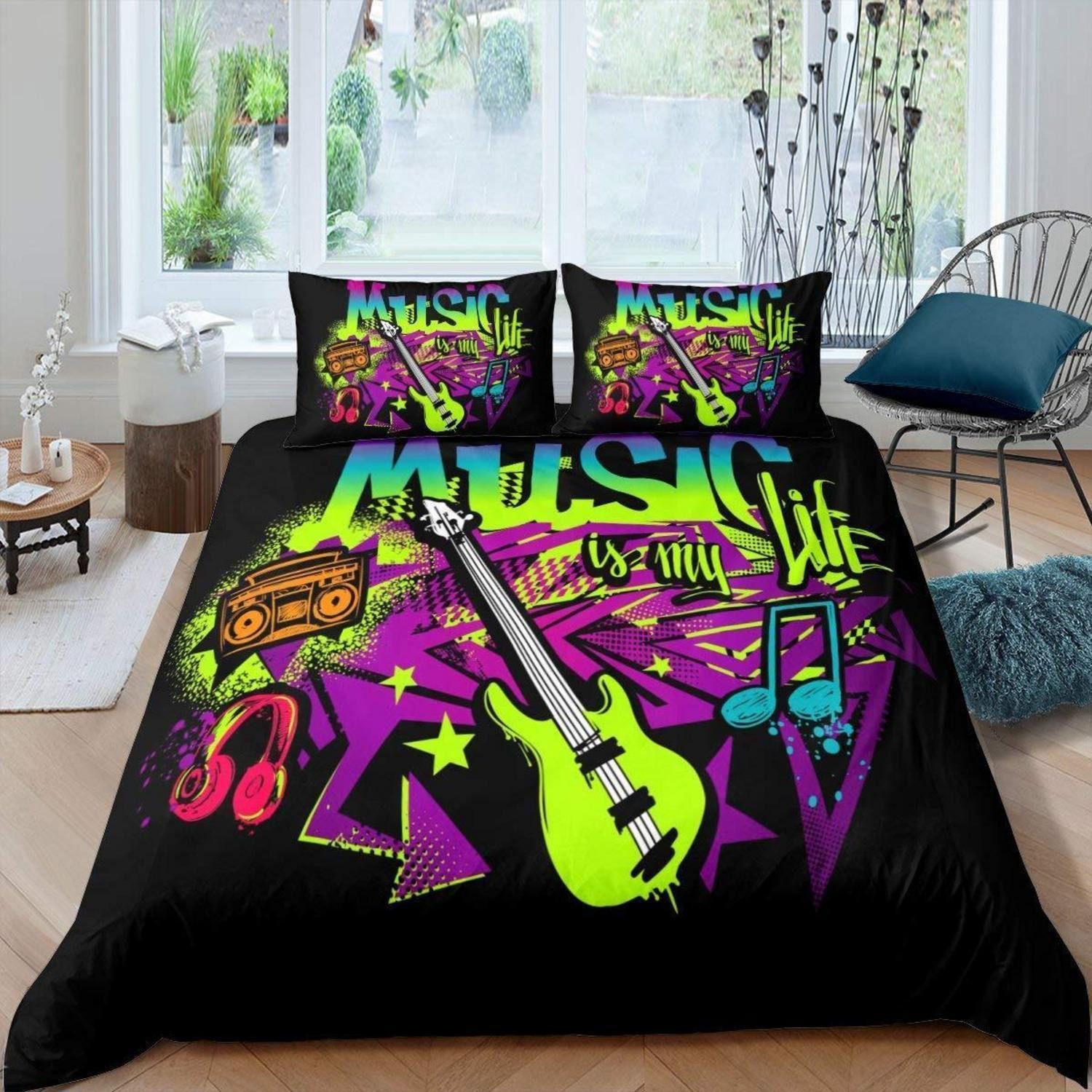 LuxusKollektion Jugendbettwäsche Bettbezug 135x200 Musik Kinder Hip Hop Grunge