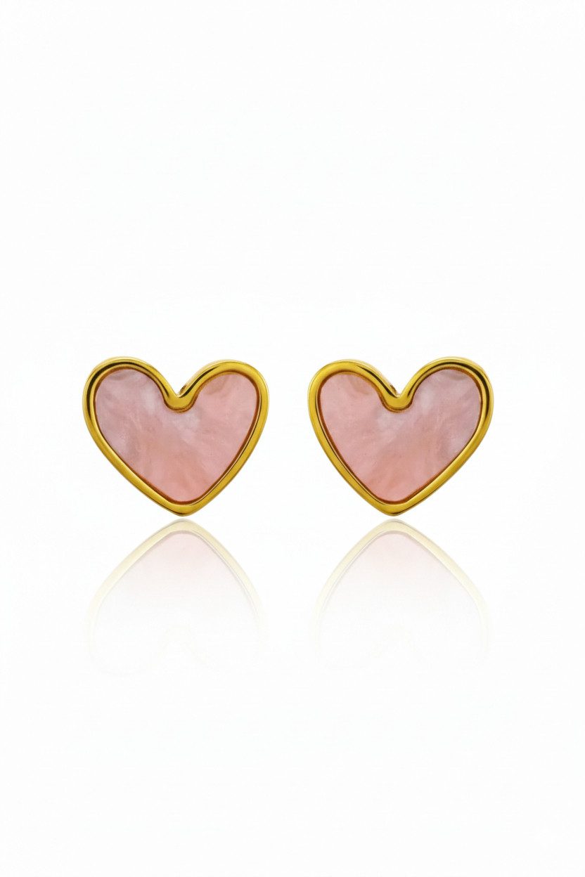 Diademita Paar Ohrstecker Herz-Ohrstecker aus Edelstahl in Goldfarbe mit Epoxid (Set)