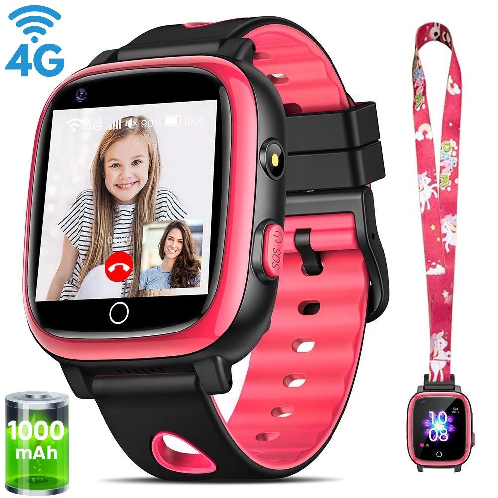 BANLVS 2025 NEW 4G Smartwatch kinder mit GPS/SOS-Notruf/Video-Anruf Smartwatch (3.3 cm/1.3 Zoll, HD Voll Touchscreen) Kinderuhr für Jungen und Mädchen im Alter von 5-16 Jahren, IP68 Kinder Smartwatch, mit 4G Videoanrufen, SOS, WiFi, Musik, Wecker, Schulmodus