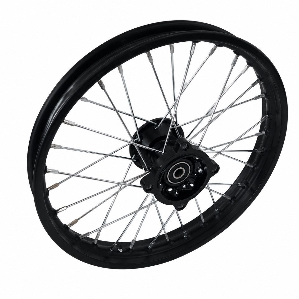 FunSport-Factory Ersatzrad Dirt Bike Felge 1,4 x 14 Zoll vorne 15mm Achse Stahlfelge 32 Speichen, Vorderradfelge, 15 mm Achse, Stahlfelge, 32 Speichen