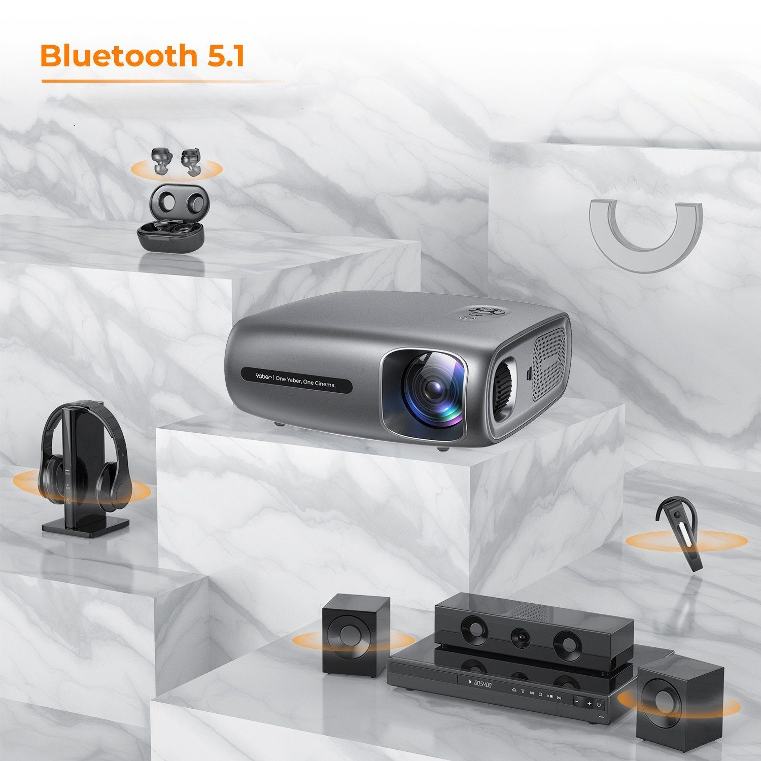 Sinaopus HD HD) (1920x1080 Beamer 5G px, 4K Bluetooth Projektor, WiFi LED-Beamer Full