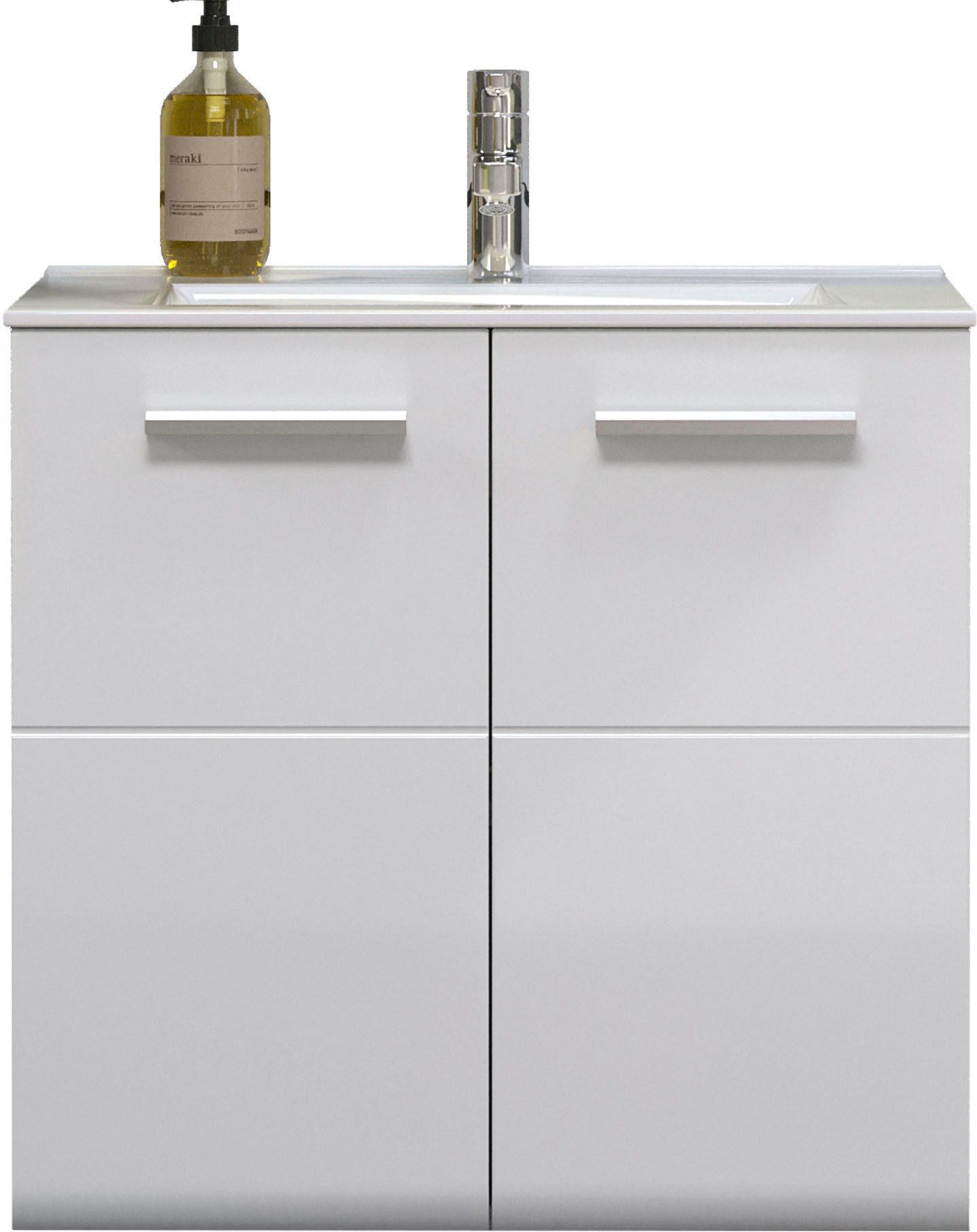 welltime Waschbeckenunterschrank Ravenna Hänge-Waschbeckenunterschrank mit Einsatzwaschbecken