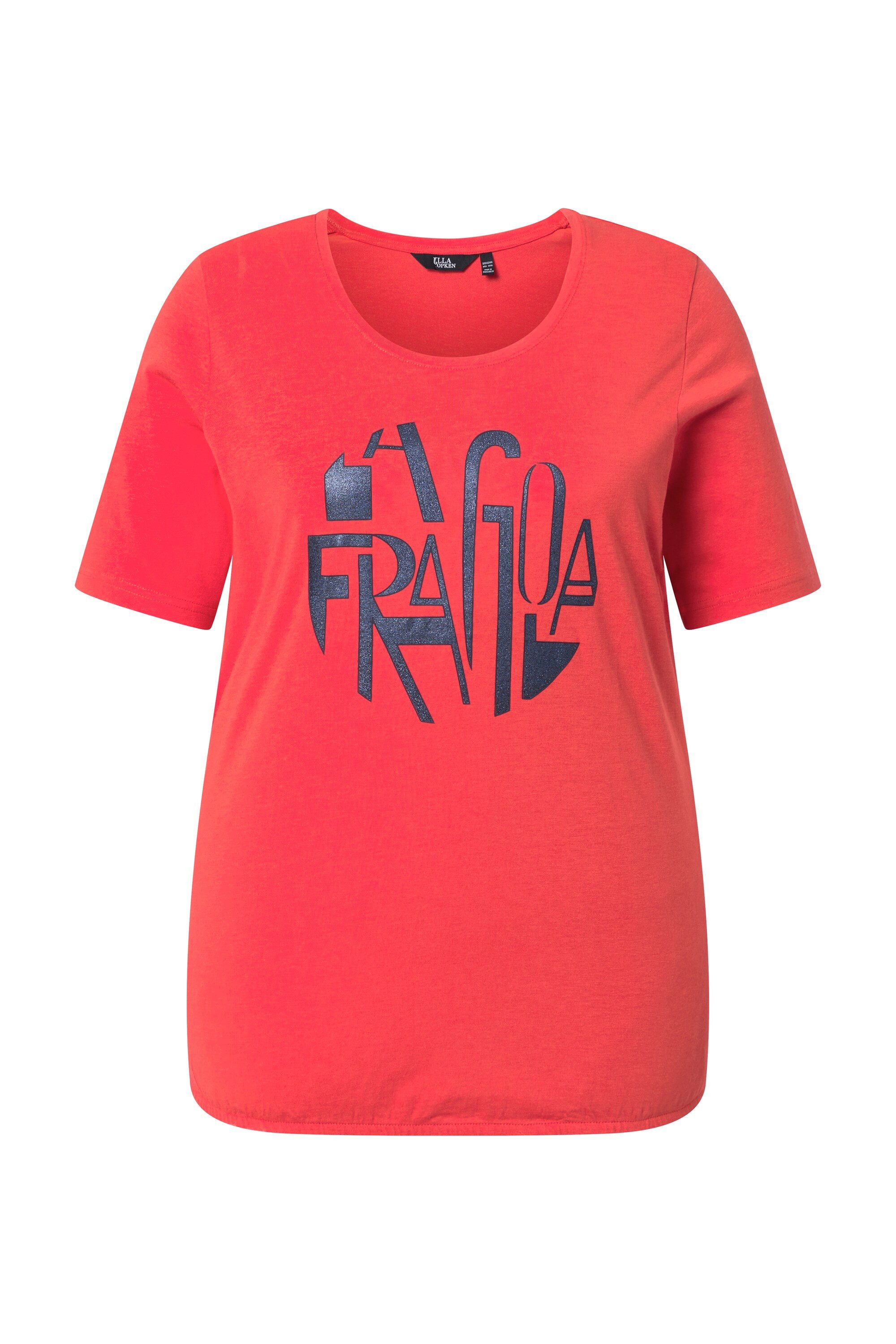 Ulla Popken T-Shirt T-Shirt Schriftmotiv Rundhals Halbarm Elastiksaum