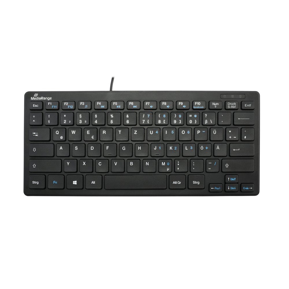 Mediarange Tastatur Compact ultraflach mit Kabel Keyboard QWERTZ schwarz MROS112 Tastatur