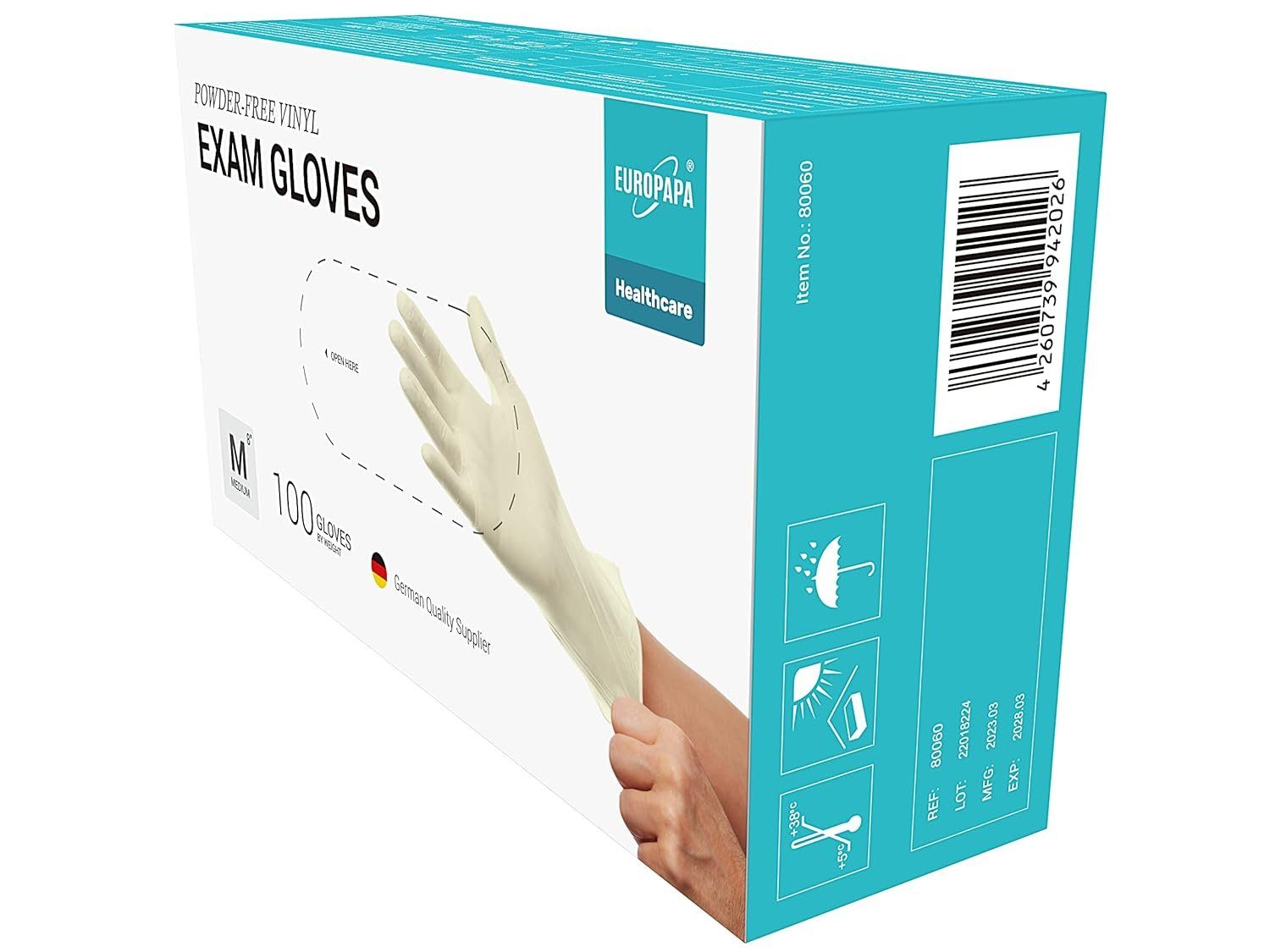 EUROPAPA Einweghandschuhe 100x Vinylhandschuhe Einweghandschuhe (Untersuchu günstig online kaufen