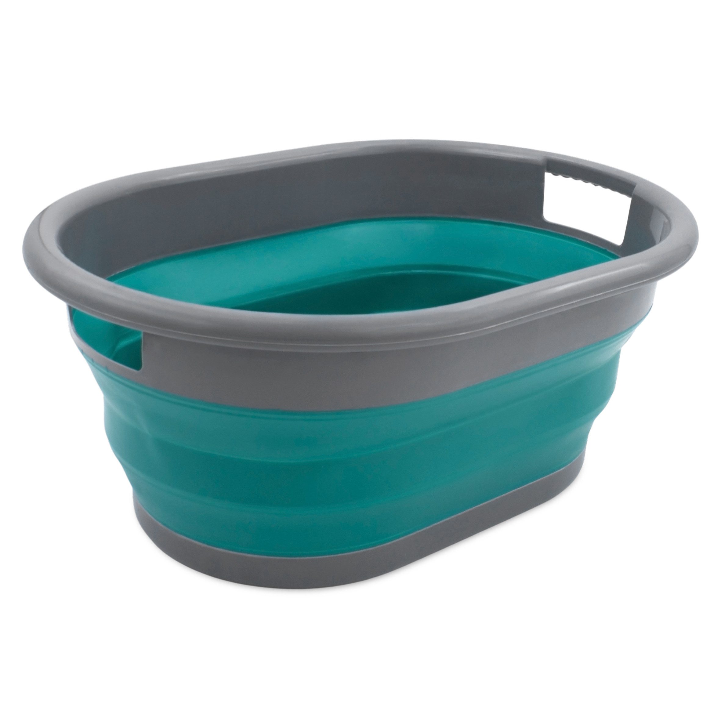 Spetebo Wäschekorb Silikon Wanne mit Griffen faltbar grün - 26 Liter (Anzah günstig online kaufen