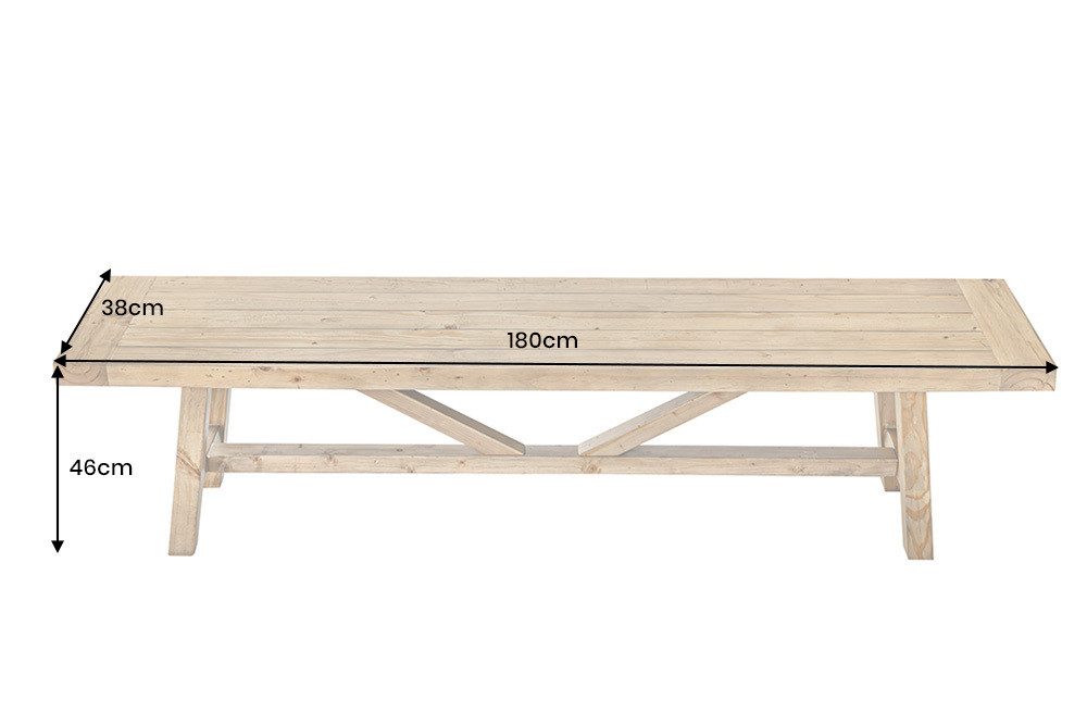 riess-ambiente Sitzbank RIVIERA 180cm natur - Massivholz, recycelt, Pinie, Landhausstil (Einzelartikel, 1-St), mit großzügiger Sitzfläche in Bohlenoptik – ideal für Esszimmer & Flur
