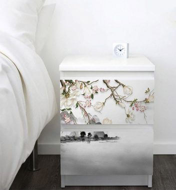 MyMaxxi Möbelfolie Kommodenaufkleber Malm Japanische Küste mit Blüten
