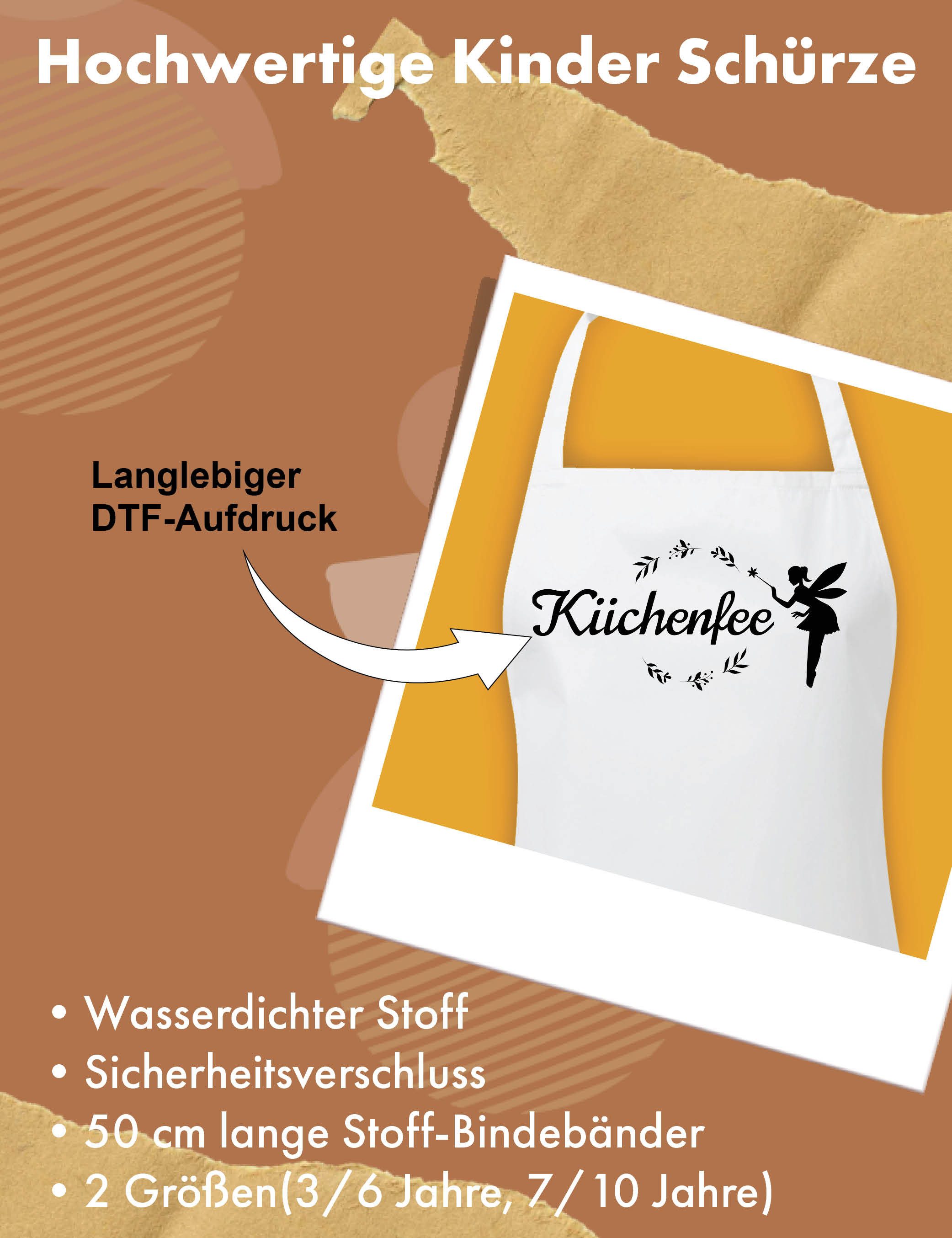 Youth Designz Kochschürze Wasserdichte Kinder Schürze KÜCHENFEE Print Kochschürze Fun Geschenk, mit lustigem Spruch & Logo Aufdruck für Mädchen