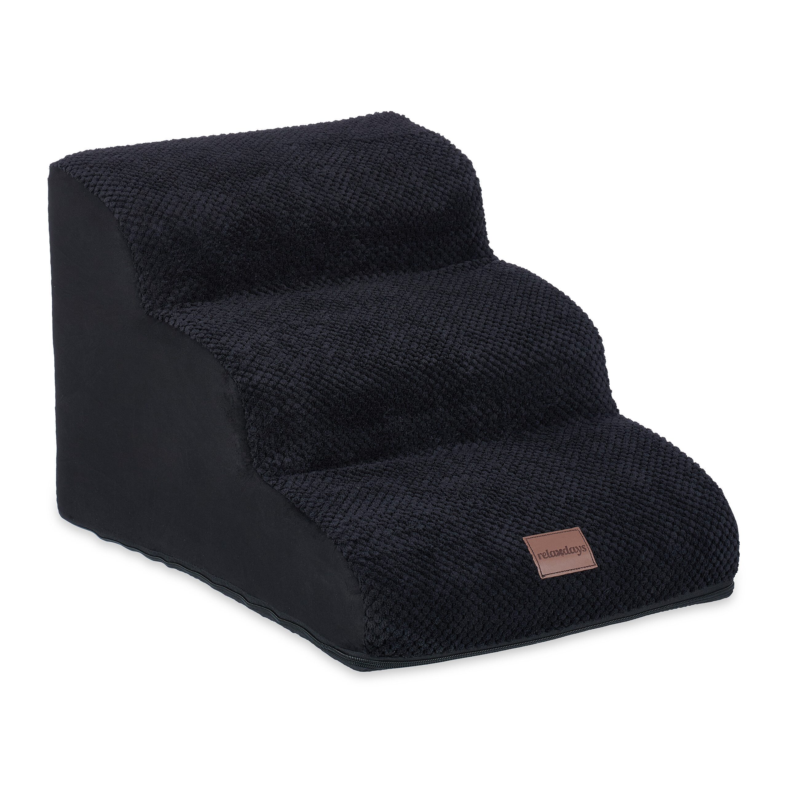 relaxdays Haustiertreppe Hundetreppe mit 3 Stufen, schwarz günstig online kaufen